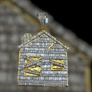 14k gold 1.5 carat weight si natural traphouse diamond pendant