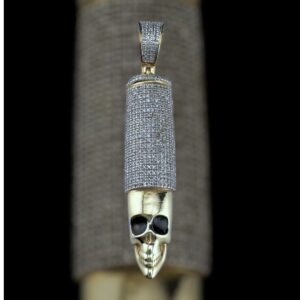 10k gold 0.8 carat weight si-i natural skull bullet diamond pendant