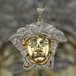 10k gold 2 carat weight si natural medusa head diamond pendant