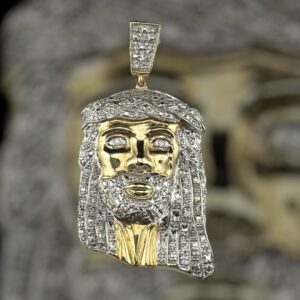 10k gold .5 carat weight SI natural jesus diamond pendant
