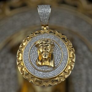 10k gold .86 carat si-i natural Jesus diamond pendant
