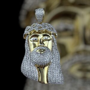 14k gold solid back 1.33 carat weight vs-si natural jesus thorn crown diamond pendant
