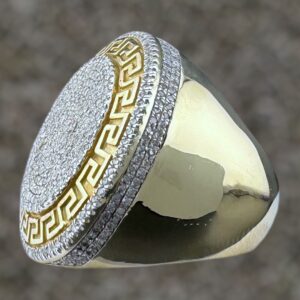 10k gold 1.4 carat si natural diamond greek key round ring