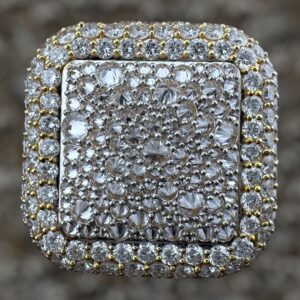 10k gold 9.51 carat VVS lab diamond inverted mosaic square ring