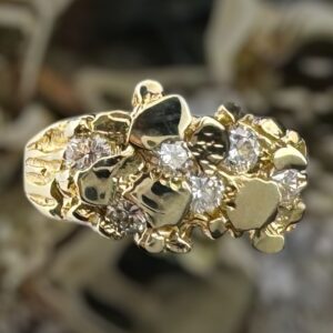 10k gold .60 ctw vvs lab diamond nugget ring