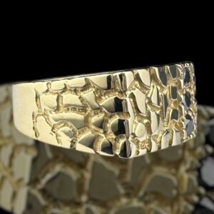 10k gold .15 carat black diamond nugget ring