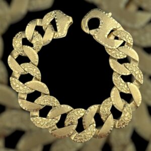 10k gold 21.3mm diamond cut nugget x brush bracelet