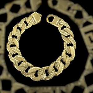 10K 15.8mm  nugget x brush diamond cut bracelet