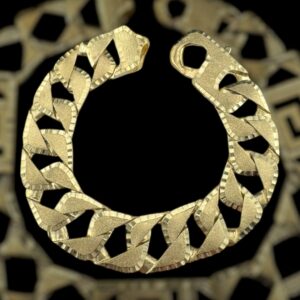 10k gold 17.2mm diamond cut x brush bracelet