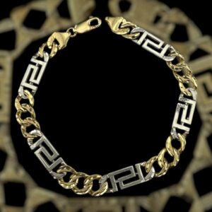 10k gold 7.55mm greek key x diamond cut bracelet