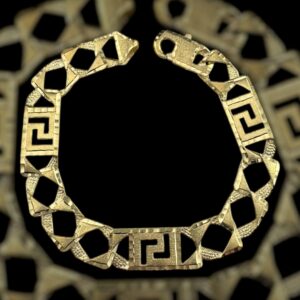 10k 11.8mm greek key diamond cut bracelet