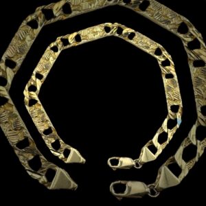 10k gold 7.5mm diamond cut x nugget bracelet