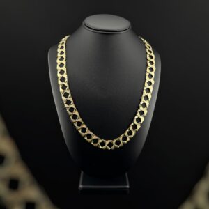 10k gold 14.2mm brush diamond cut chain