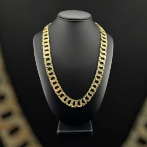 10k gold 15.8mm diamond cut nugget chain