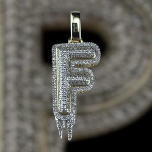 drippy “F” diamond pendant
