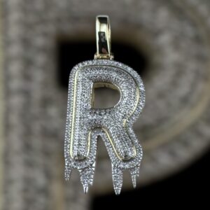 drippy “r” diamond pendant