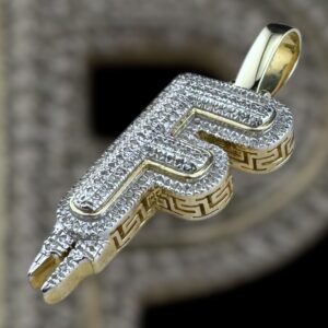 drippy “F” diamond pendant