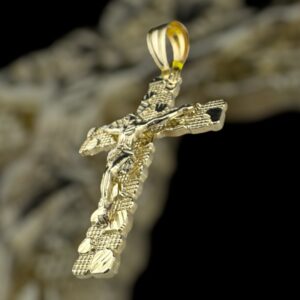 10k gold nugget style jesus on a cross