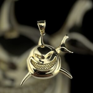 10k gold shark pendant