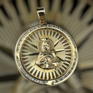 10k gold cz religious pendant