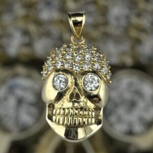 10k gold cz skull pendant