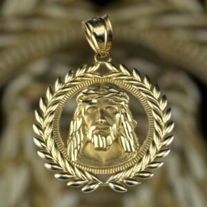10k gold jesus with thorn crown pendant