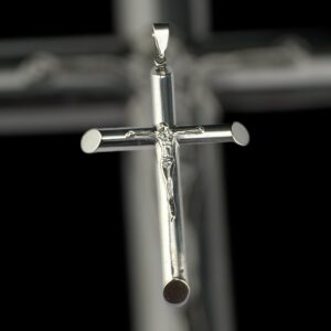 10k white gold jesus on a cross pendant