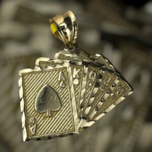 10k gold royal flush pendant