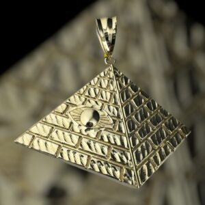10k gold pyramid with eye pendant
