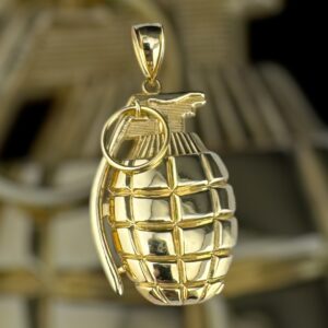 10k gold grenade pendant