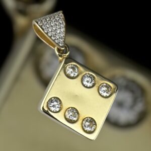 10k gold cz dice pendant