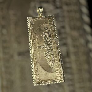 10k gold hundred dollar bill pendant