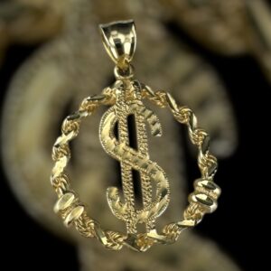 10k gold dollar sign pendant