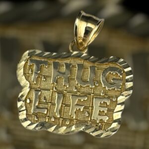10k gold thug life pendant