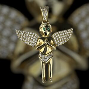 10k gold cz angel pendant