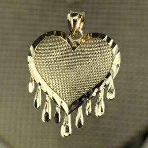 10k gold memorial heart drippy pendant