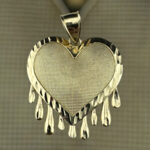 10k gold memorial heart drippy pendant