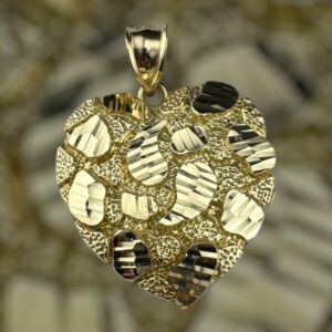 10k gold heart nugget pendant