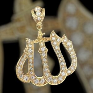 10k gold CZ allah pendant