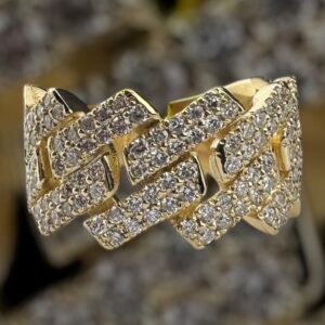 10k gold 2 carat weight cuban link diamond ring