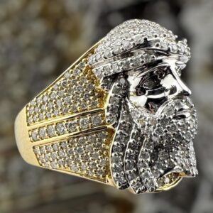 10k gold 1.8 carat weight 2 tone jesus diamond ring