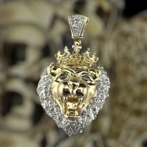 10k gold .25 carat weight king lion diamond pendant