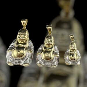 10k gold two tone buddha pendant