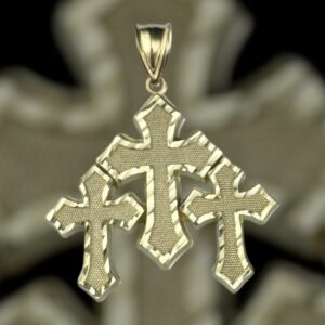 10k gold triple cross pendant