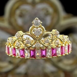 10k gold cz crown ring