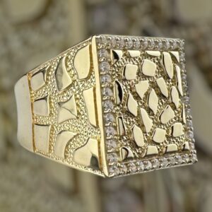 10k gold cz nugget style ring