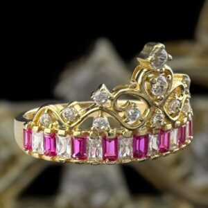 10k gold cz crown ring