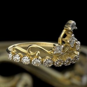 10k gold cz crown ring