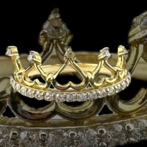 10k gold cz crown ring
