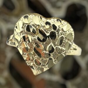 10k gold nugget style heart ring